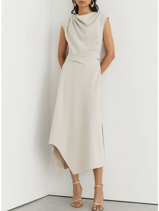 Reiss Dresses & Skirts - REISS Camilla Midi Dress Stone Neutral Gathered-Detail Draped